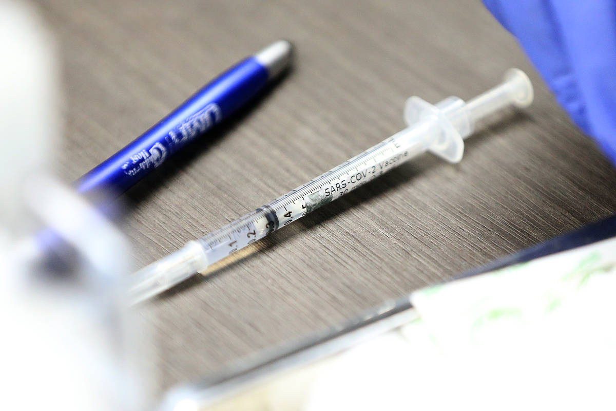 The Pfizer COVID-19 vaccine. (Erik Verduzco / Las Vegas Review-Journal) @Erik_Verduzco