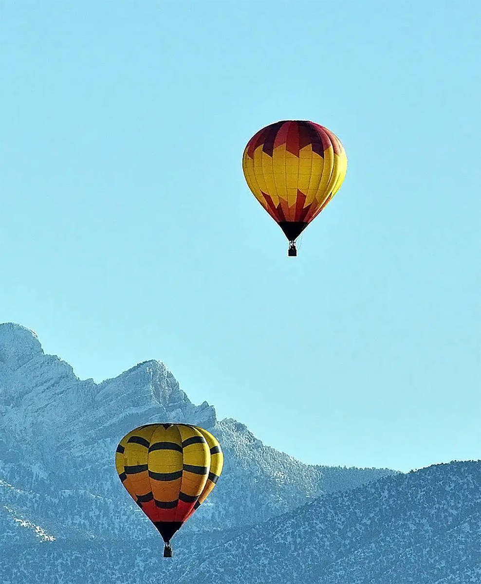 Selwyn Harris/Pahrump Valley Times Numerous balloons floated serenely over the Pahrump Valley f ...
