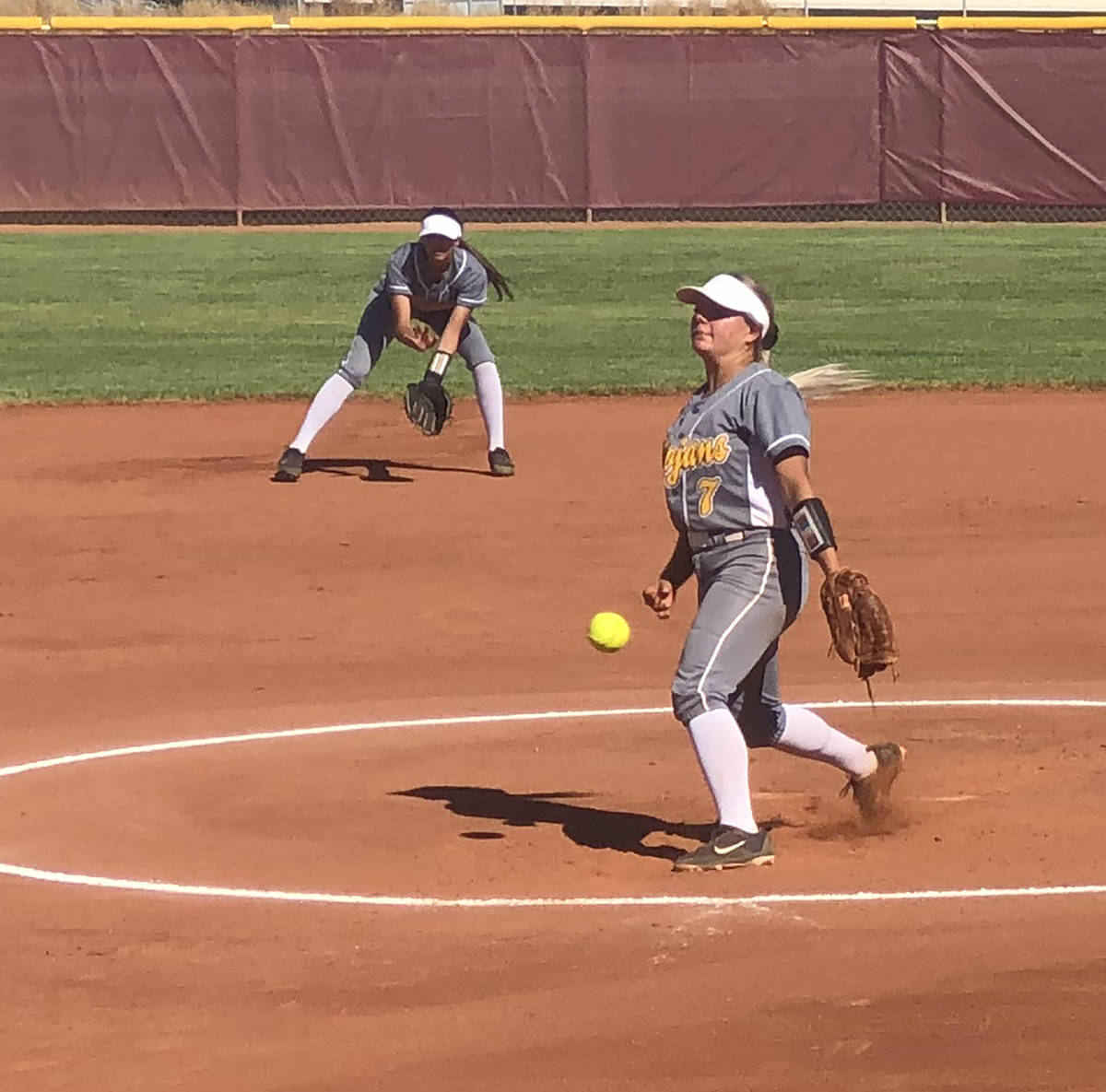 Tom Rysinski/Pahrump Valley Times Senior Ally Rily tossed a 3-inning perfect game with 7 strike ...
