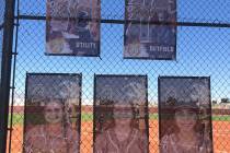 Tom Rysinski/Pahrump Valley Times Banners honoring the Pahrump Valley High School softball team ...