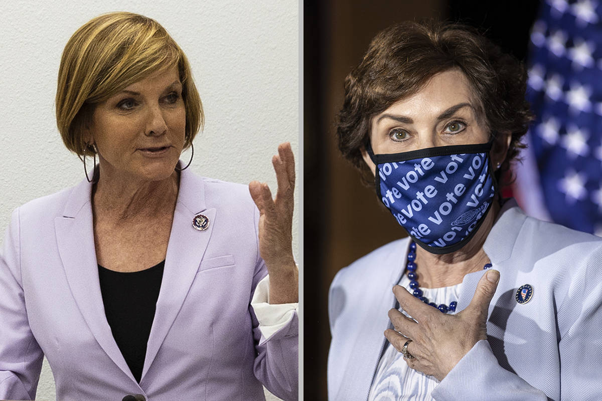 Rep. Susie Lee, left, and Sen. Jacky Rosen, both Nevada Democrats, filed similar bills in the H ...