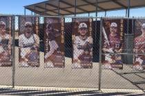 Tom Rysinski/Pahrump Valley Times Banners honoring Pahrump Valley High School baseball seniors ...