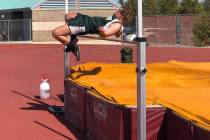 Tom Rysinski/Pahrump Valley Times Beatty sophomore Montana King clears 4 feet, 7 inches, a pers ...