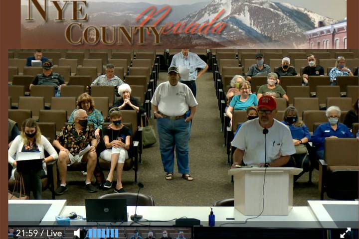 Screenshot Pahrump resident Richard Bushart took a few moments during the Nye County Commission ...