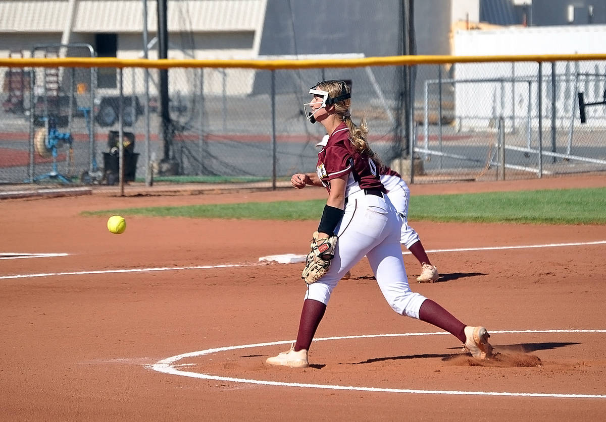 Horace Langford Jr./Pahrump Valley Times Senior pitcher Ciara Stragand allowed 3 hits without a ...