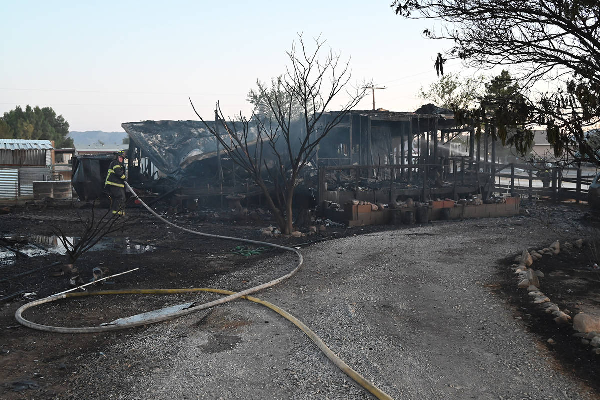 Special to the Pahrump Valley Times Pahrump fire crews responded to a structure fire that destr ...