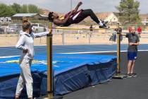 Tom Rysinski/Pahrump Valley Times Pahrump Valley sophomore Daniel Edghill cleared a personal-be ...