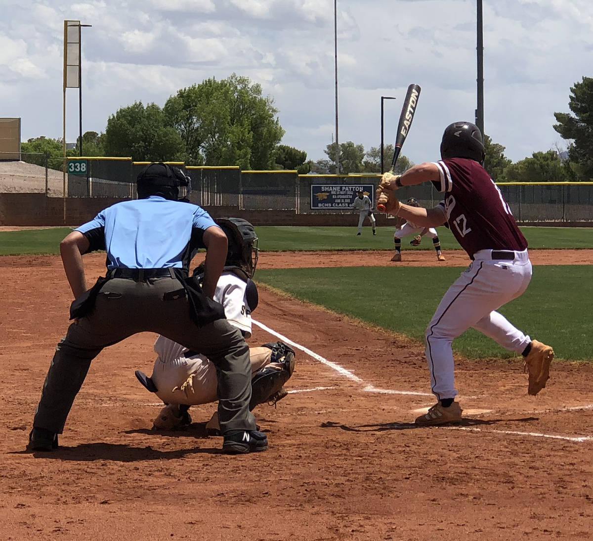 Tom Rysinski/Pahrump Valley Times Sophomore Kyle McDaniel steps up to the plate during the firs ...