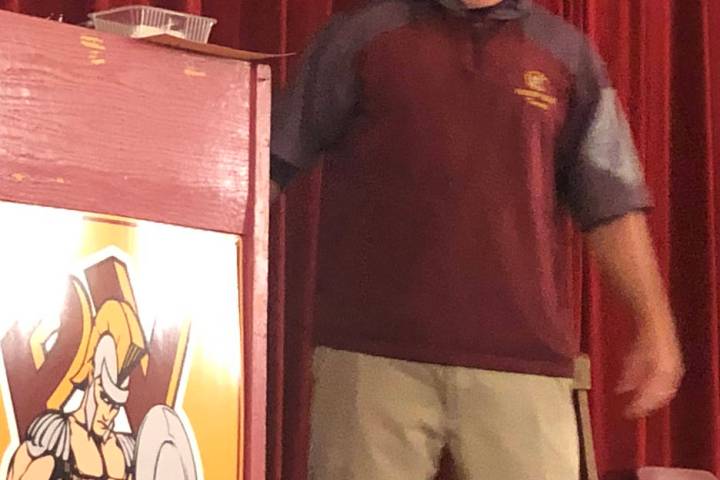 Tom Rysinski/Pahrump Valley Times Pahrump Valley High School baseball coach Brian Hayes announc ...