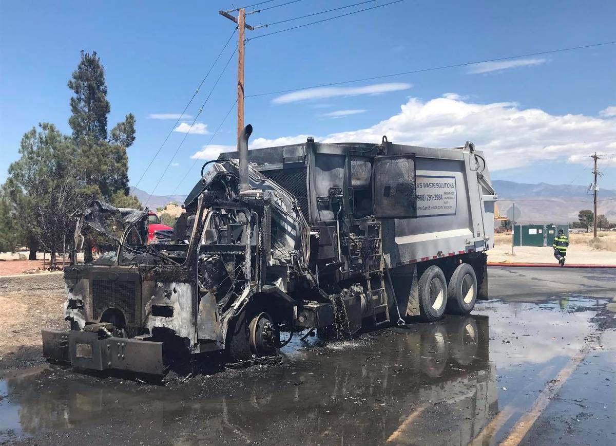 Nye County Sheriff's Office Pictured is a screenshot of a garbage truck fire that occurred on ...