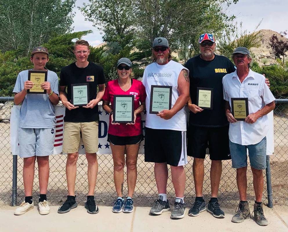 Special to the Pahrump Valley Times The top three teams from Sunday's Jim Butler Days doubles h ...