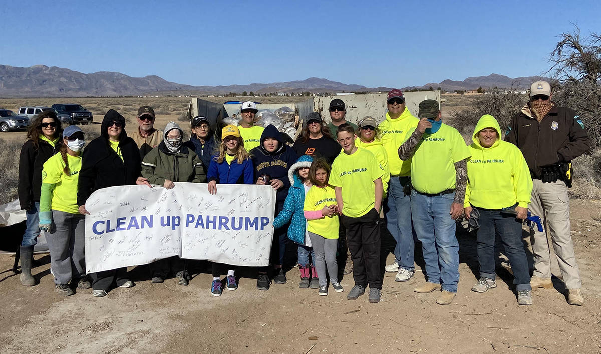 Special to Pahrump Valley Times This photo shows the Clean Up Pahrump team after a clean-up eve ...