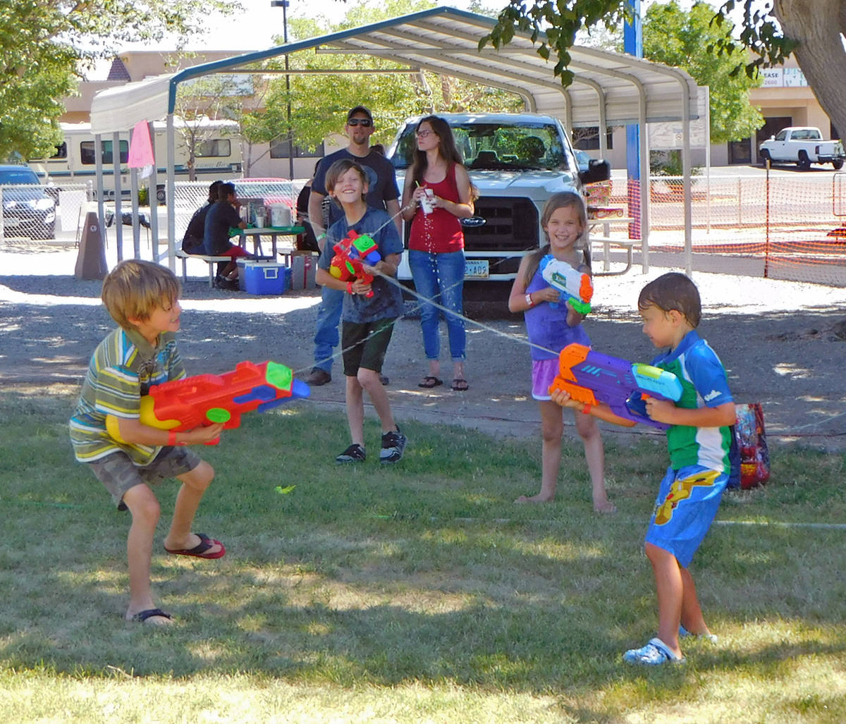 Robin Hebrock/Pahrump Valley Times The Wet Wild Water War took place at Petrack Park on Saturda ...