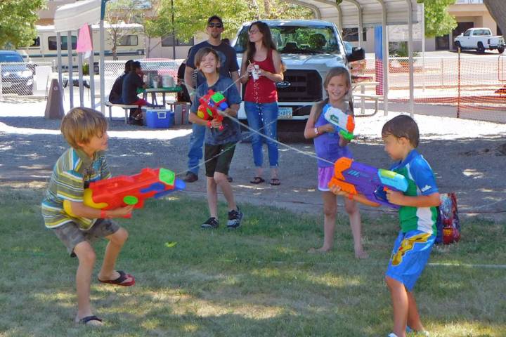 Robin Hebrock/Pahrump Valley Times The Wet Wild Water War took place at Petrack Park on Saturda ...