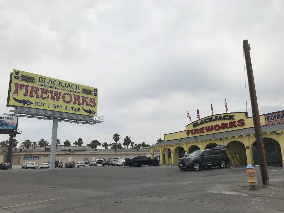 Robin Hebrock/Pahrump Valley Times Pictured is the Blackjack Fireworks store in Pahrump at 118 ...