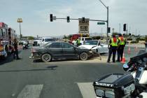 Selwyn Harris/Pahrump Valley Times A high-impact two-vehicle crash sent two people to Desert Vi ...