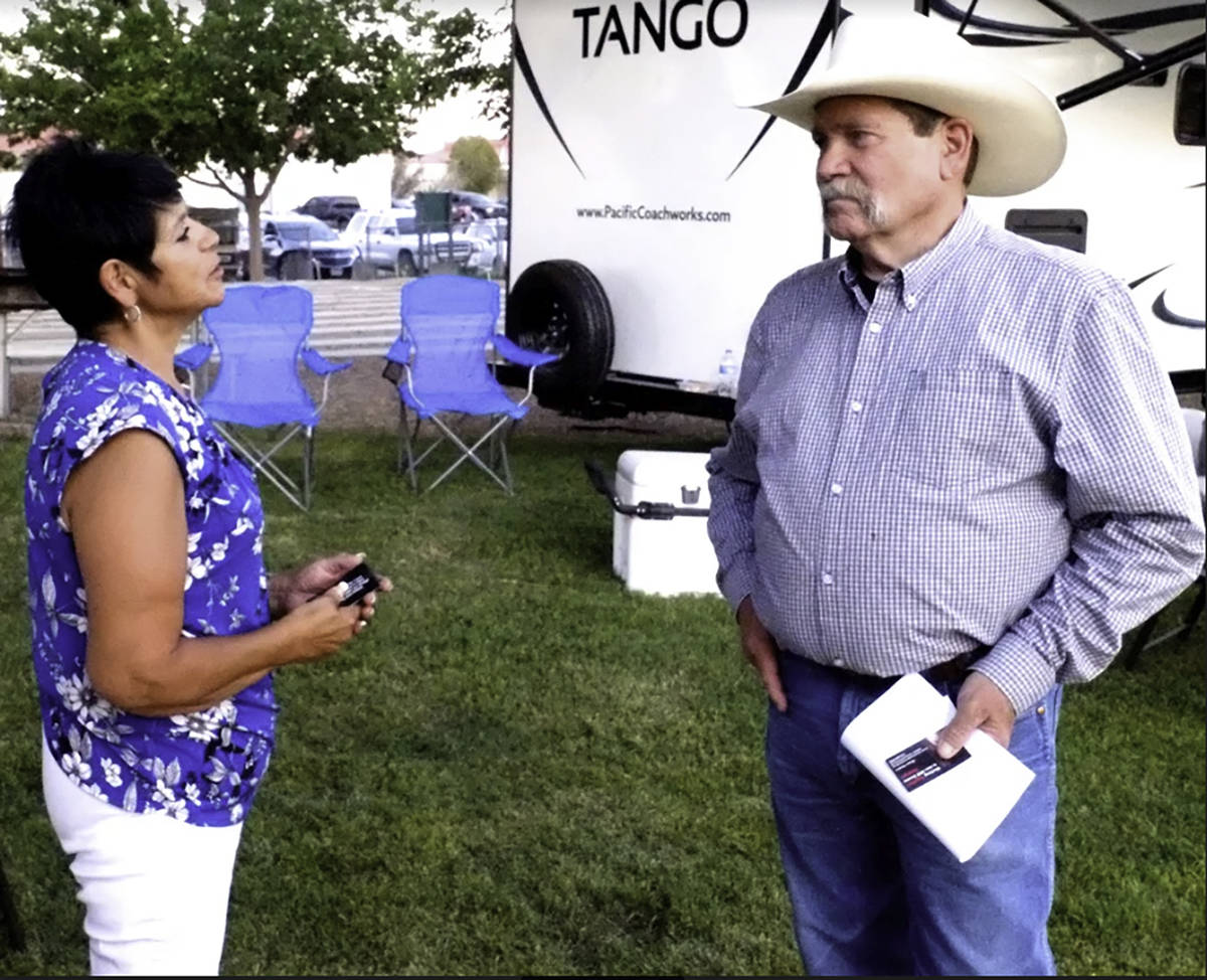 Vince Anton Photos/Special to the Pahrump Valley Times Diane Sauter is shown speaking with loca ...