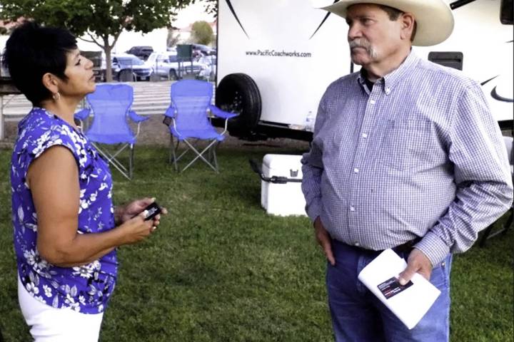 Vince Anton Photos/Special to the Pahrump Valley Times Diane Sauter is shown speaking with loca ...