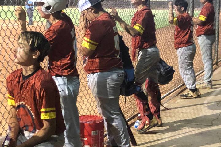 Tom Rysinski/Pahrump Valley Times Pahrump Valley Little League Junior all-stars cheer on teamma ...