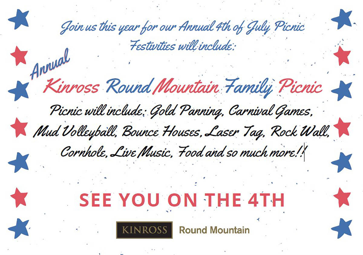 Special to the Pahrump Valley Times Round Mountain Gold will also be hosting Independence Day f ...