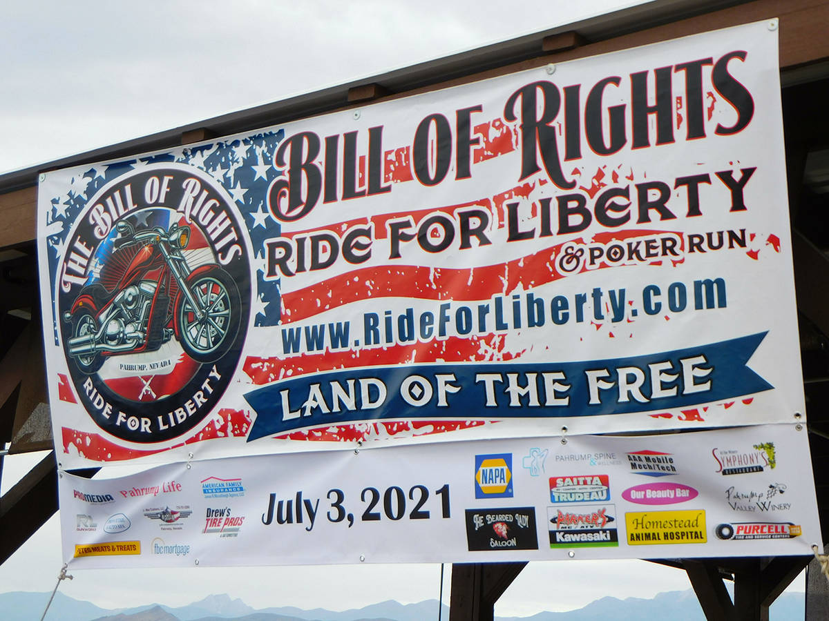 Robin Hebrock/Pahrump Valley Times The Ride 4 Liberty Poker Run banner proudly displayed the na ...