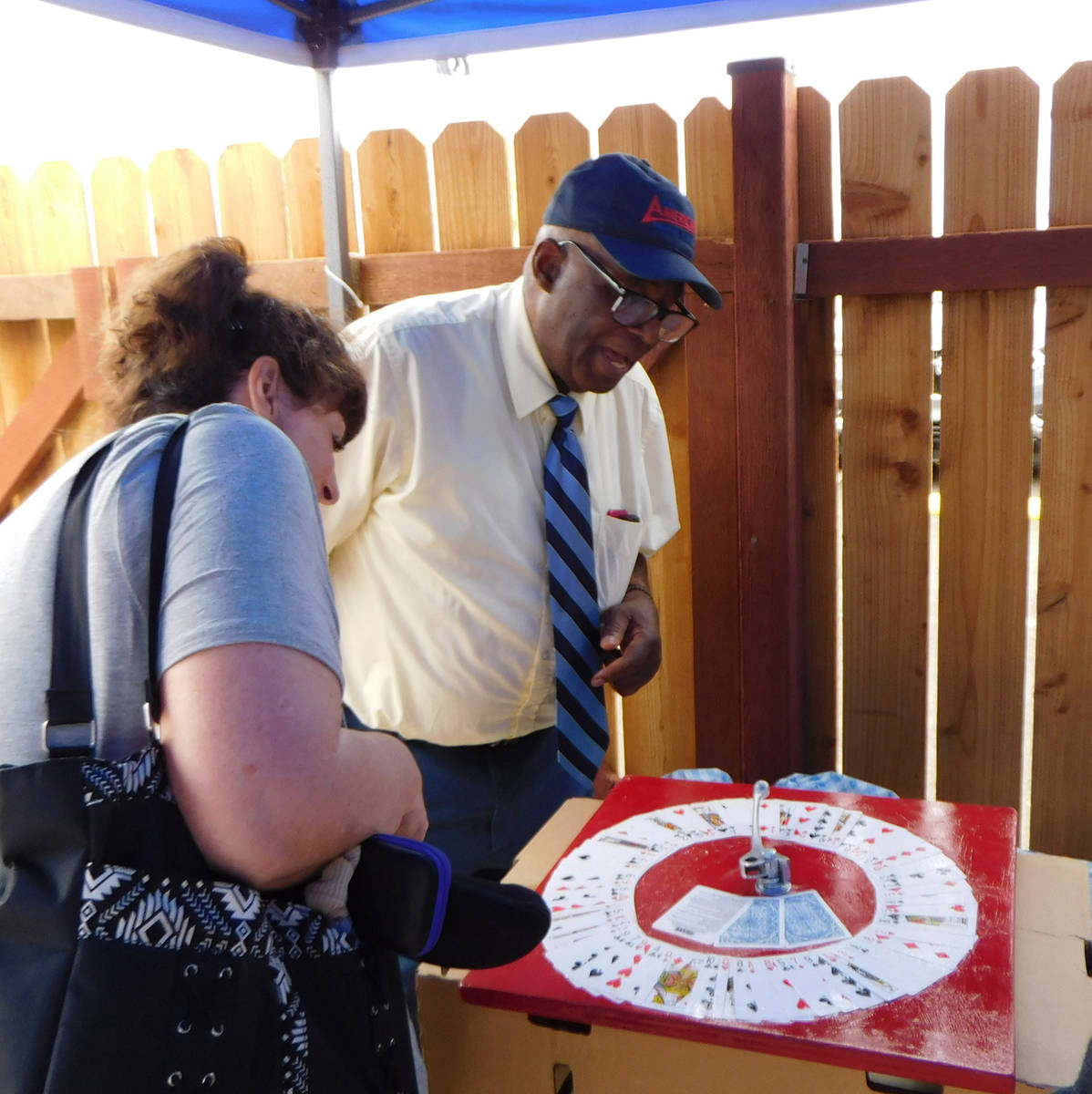 Robin Hebrock/Pahrump Valley Times A Ride 4 Liberty attendee is seen spinning the poker wheel a ...
