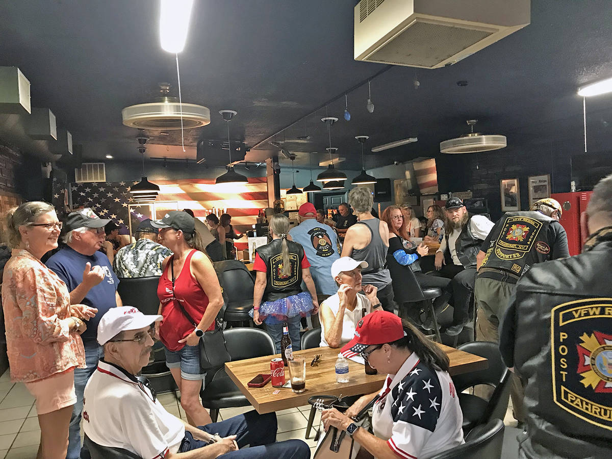 Robin Hebrock/Pahrump Valley Times Ride 4 Liberty Poker Run attendees are pictured at the after ...
