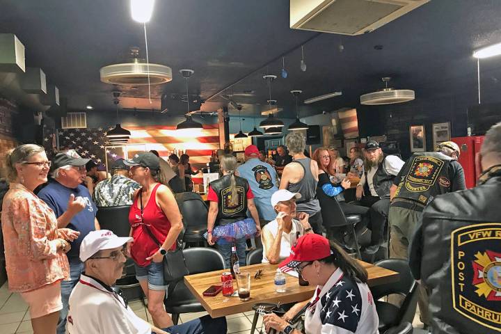 Robin Hebrock/Pahrump Valley Times Ride 4 Liberty Poker Run attendees are pictured at the after ...