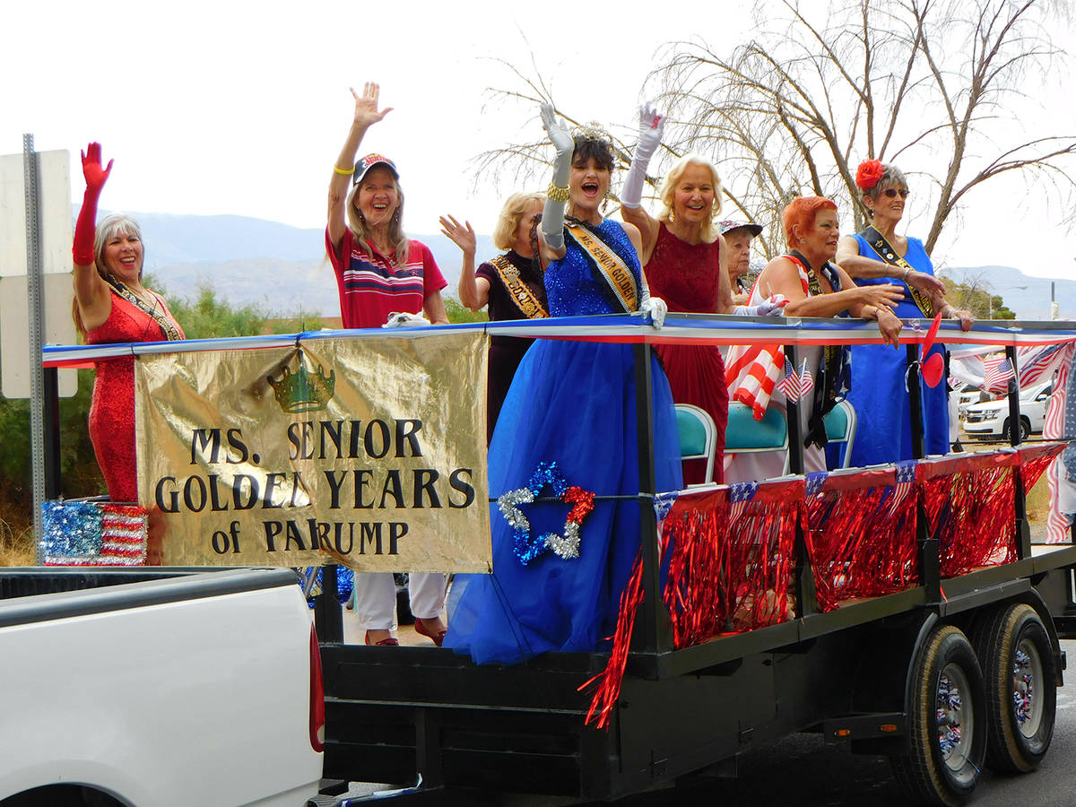 Robin Hebrock/Pahrump Valley Times The Ms. Senior Golden Years ladies are seen waving at those ...