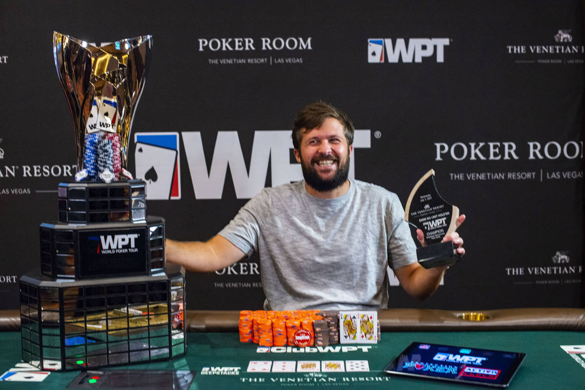 Chad Eveslage after winning a World Poker Tour event at the Venetian on Wednesday, July 7, 2021 ...