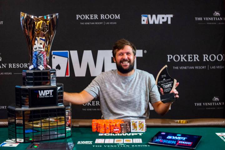 Chad Eveslage after winning a World Poker Tour event at the Venetian on Wednesday, July 7, 2021 ...