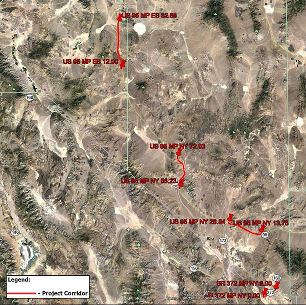 Special to the Pahrump Valley Times This map, provided by NDOT, shows the four sections of rura ...