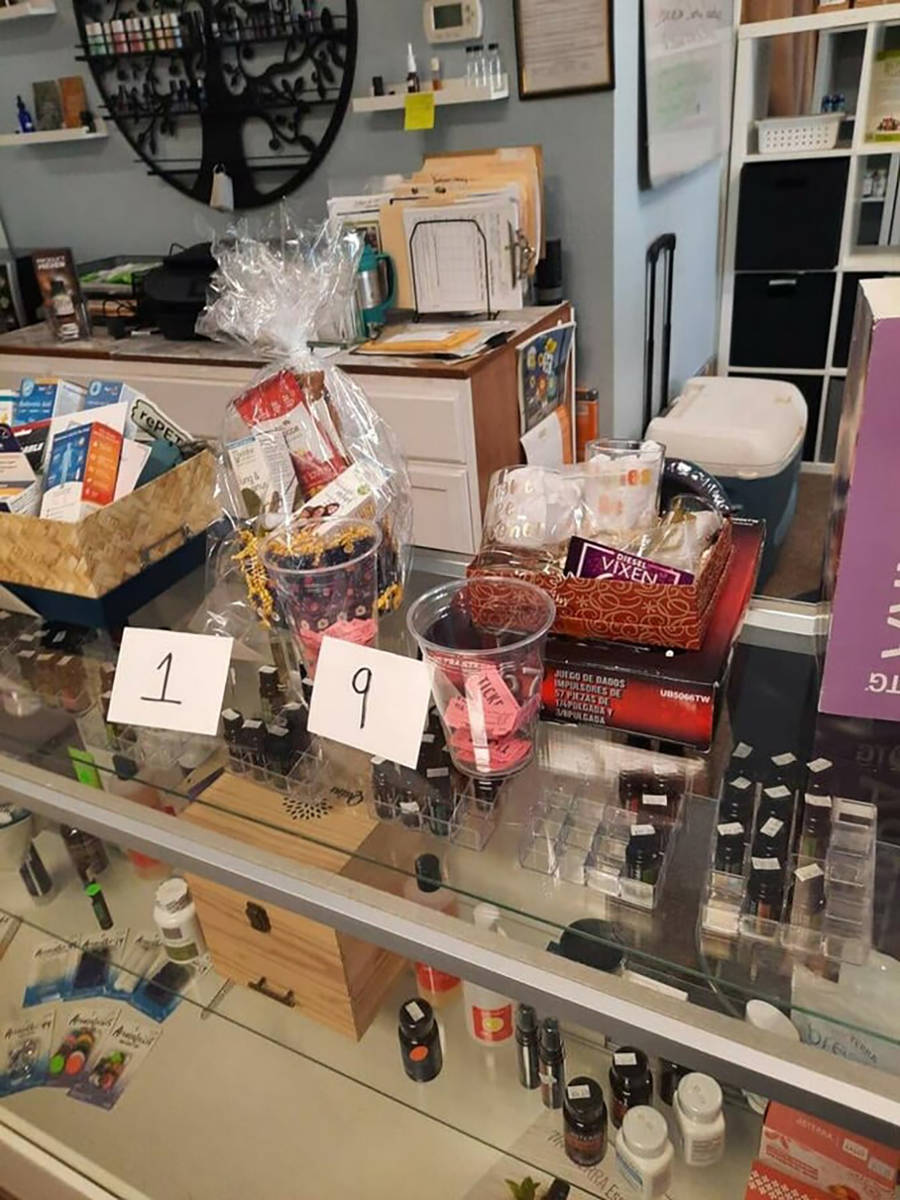 Special to the Pahrump Valley Times A variety of prizes were raffled off at the Natural Vibes G ...