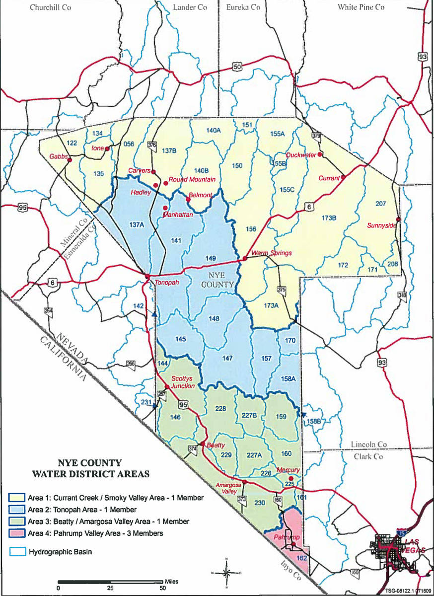 Special to the Pahrump Valley Times This map, provided on the Nye County Water District's websi ...