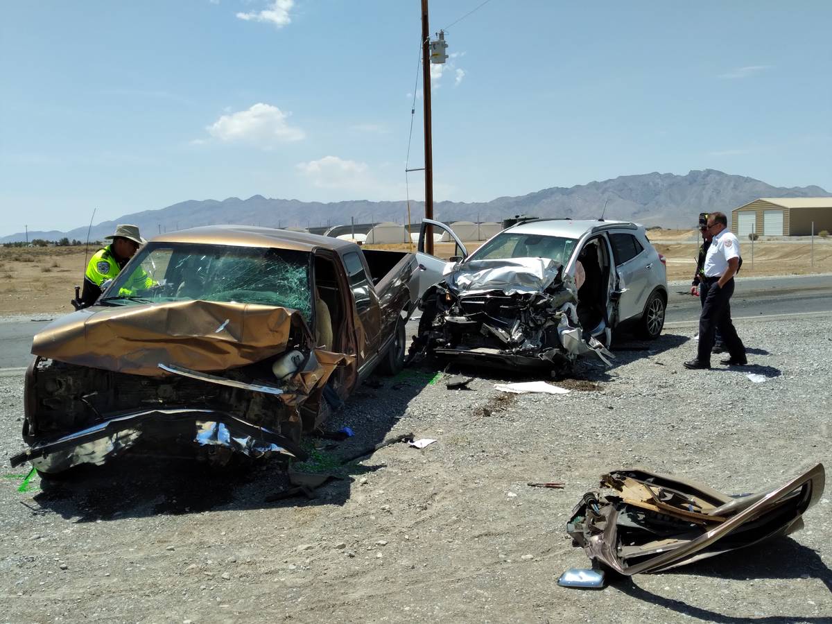Selwyn Harris/Pahrump Valley Times One person has died following a two-vehicle collision along ...