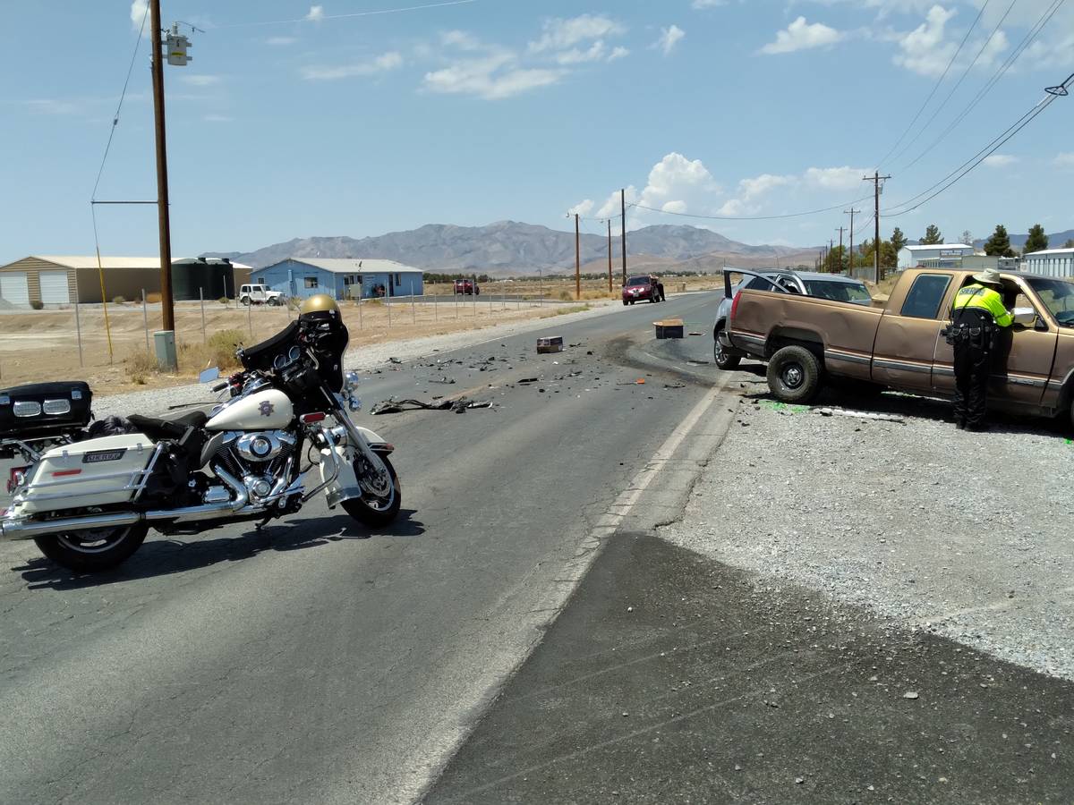 Selwyn Harris/Pahrump Valley Times Two people were transported by air to UMC Trauma following ...