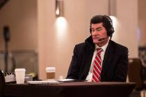 Mountain West Conference Commissioner Craig Thompson speaks during a radio interview at Mountai ...