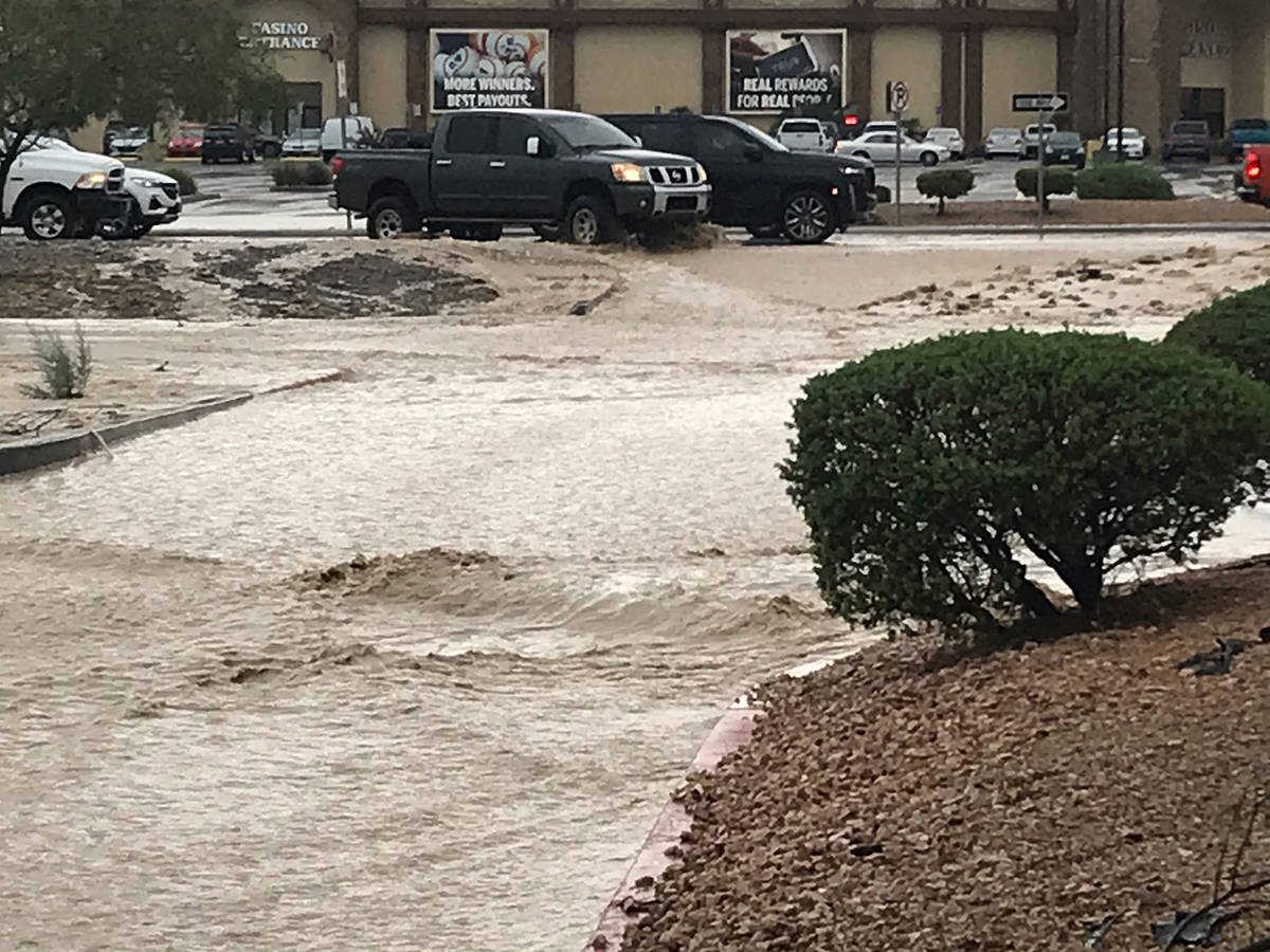 Special to the Pahrump Valley Times This photo shows flooding near the Bank of America parking ...