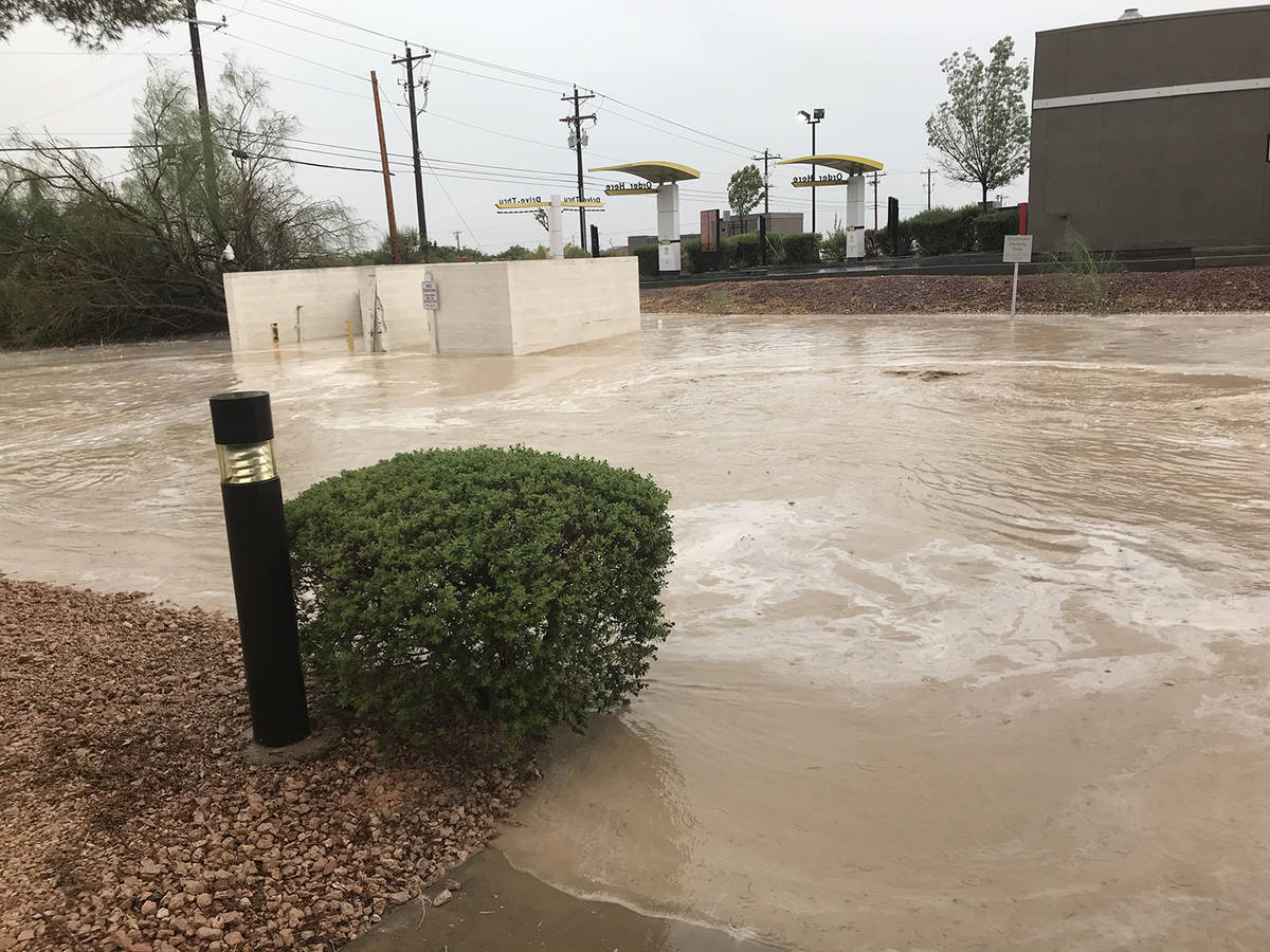 Special to the Pahrump Valley Times More flood waters can be seen accumulating in the Bank of A ...