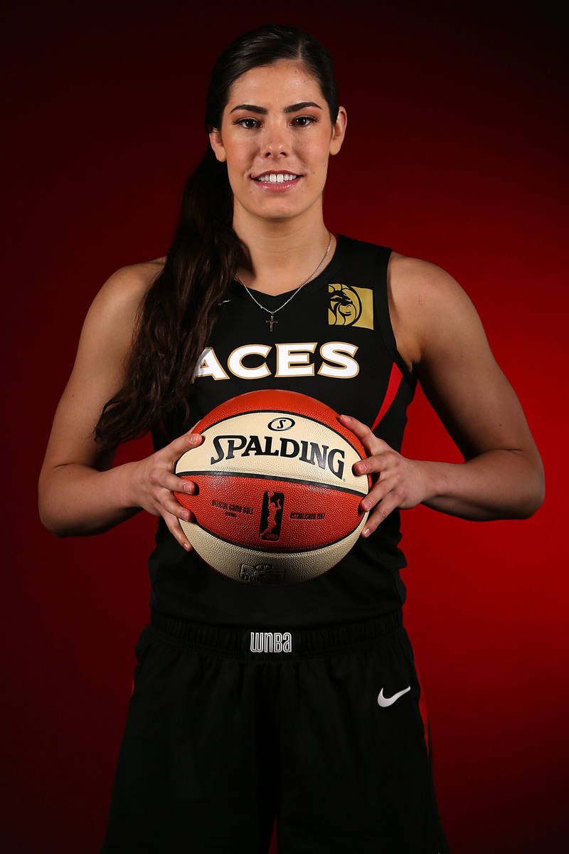 Las Vegas Aces' Kelsey Plum at the Mandalay Bay Events Center in Las Vegas, Thursday, May 23, 2 ...
