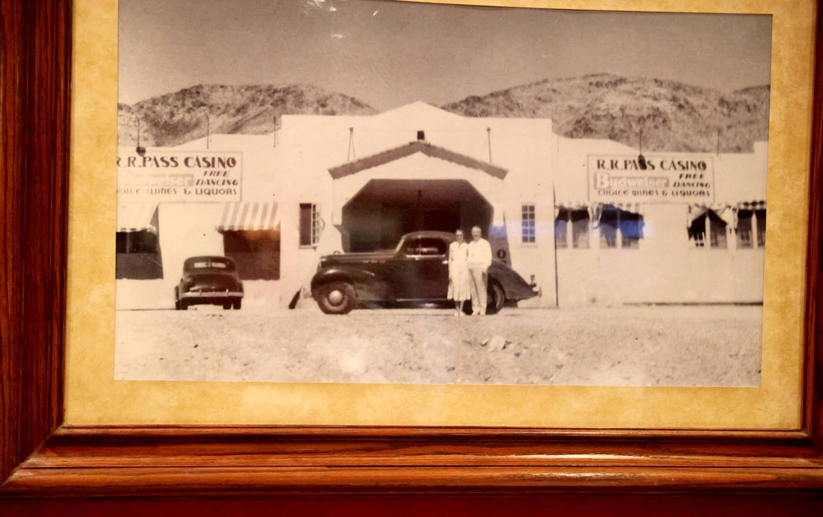 A circa 1938-1939 historical photo on the wall at Railroad Pass casino in Henderson Monday, Jul ...
