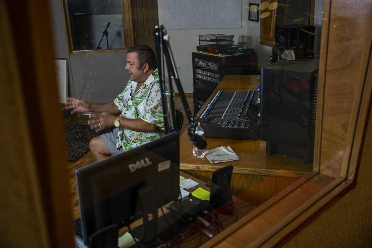 KPVM 25 Weatherman John Kohler talks in one of the recording studios, the station is the settin ...
