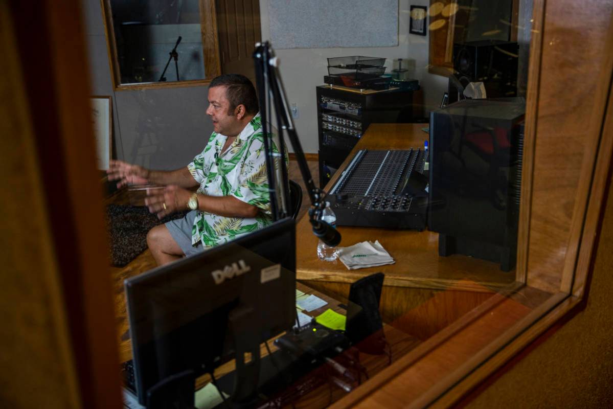 KPVM 25 Weatherman John Kohler talks in one of the recording studios, the station is the settin ...