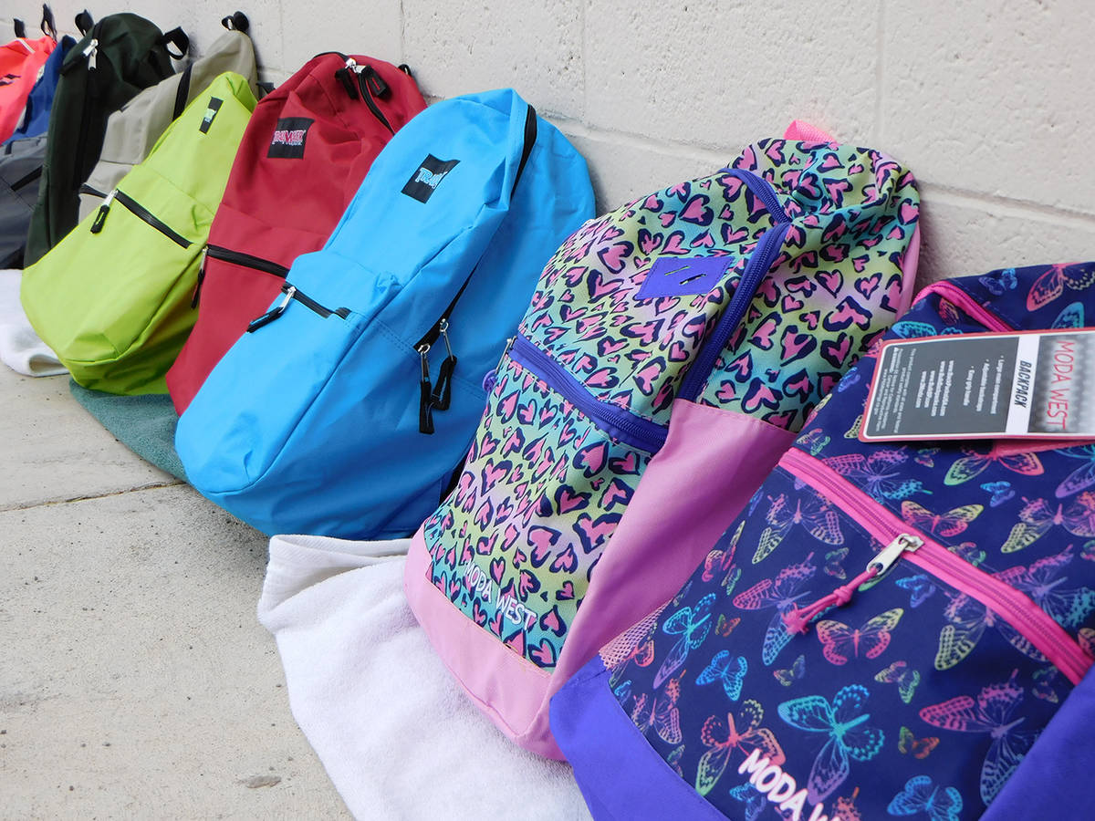 Robin Hebrock/Pahrump Valley Times Hundreds of backpacks of all colors and designs were handed ...