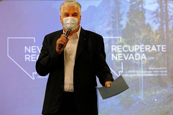 Nevada Gov. Steve Sisolak speaks during a kick-off event of the Nevada Recovers Listening Tour ...