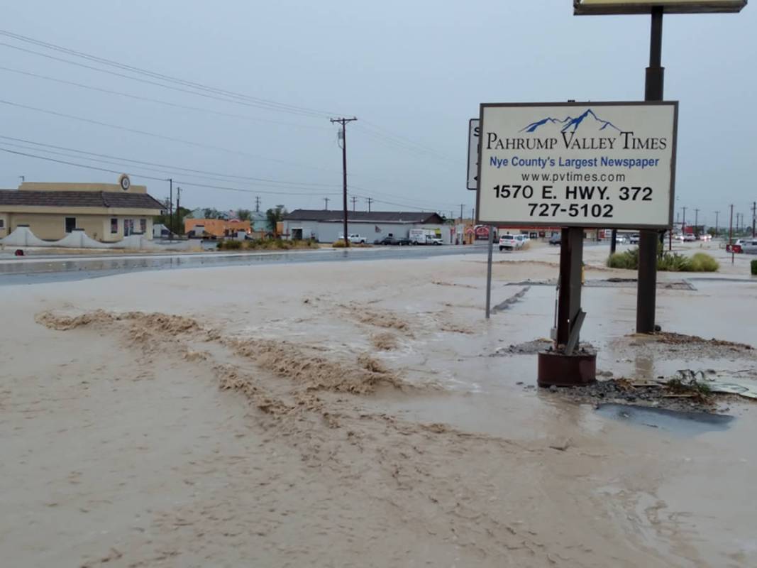 Selwyn Harris/Pahrump Valley Times Nearly two inches of rain fell within an approximate two-and ...