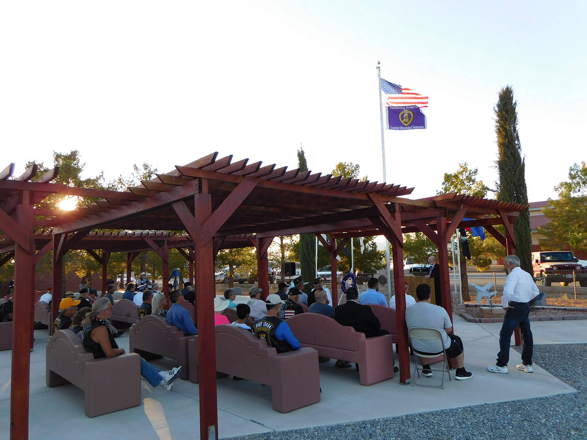 Robin Hebrock/Pahrump Valley Times Dozens of veterans and their families and supporters gathere ...