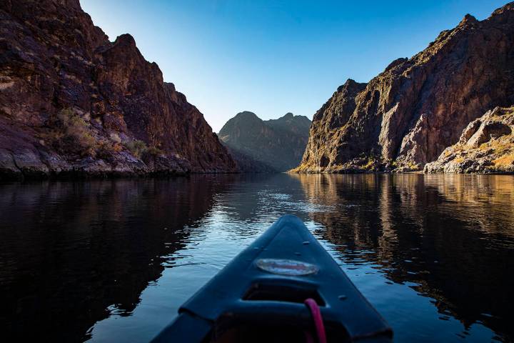 The Colorado River near the Hoover Dam in Boulder City, Saturday, Dec. 5, 2020. (Rachel Aston/L ...