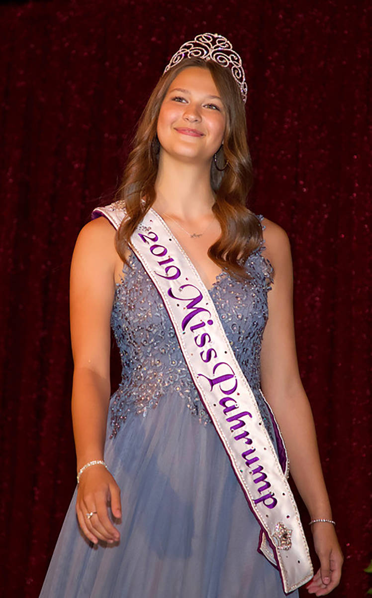 Maughan Photography Miss Pahrump 2019 Aliya Bolton makes her final walk across the stage prior ...