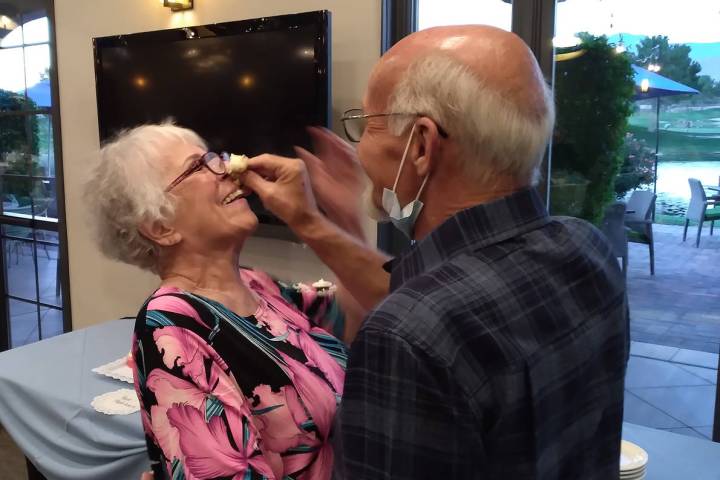 Selwyn Harris/Pahrump Valley Times Close friends Willi Baer, at left, and Ski Censke share a fu ...